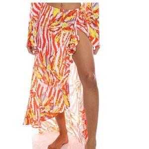NWT LOVE ME WILD Skirt - Ruffle High Lo Slit Skirt Swim Cover-Up LULI FAMA